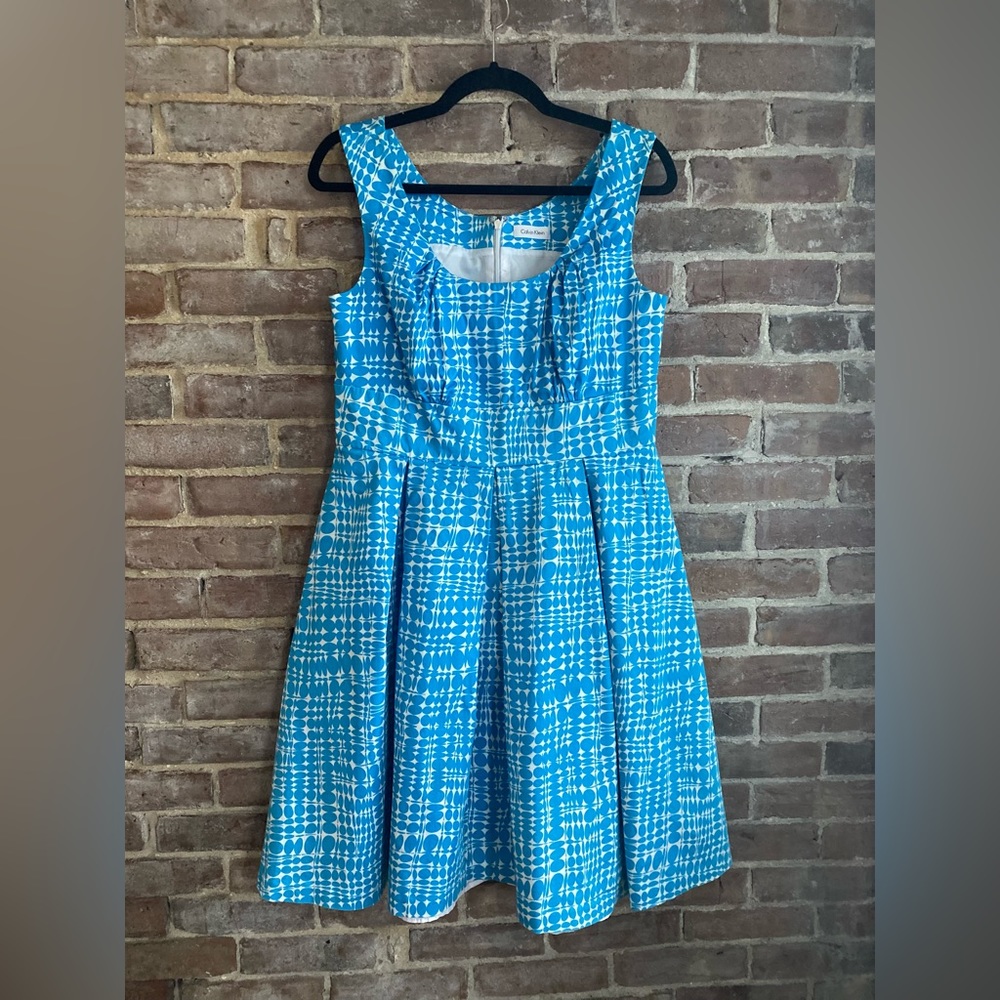 Calvin Klein pleated a-line dress. L